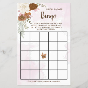 Boho Autumn Floral Vrijgezellenfeest Bingo Game Ka Flyer