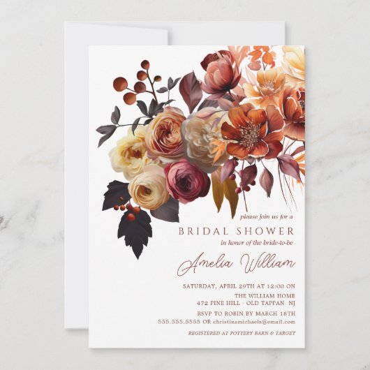 Boho Autumn Floral Vrijgezellenfeest Kaart (Voorkant)
