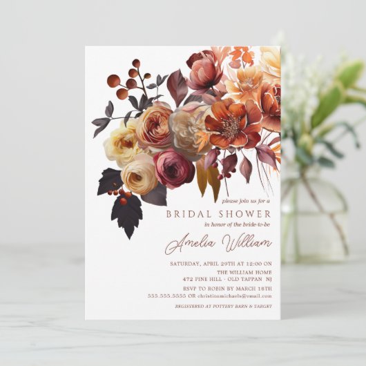 Boho Autumn Floral Vrijgezellenfeest Kaart (Staand voorkant)