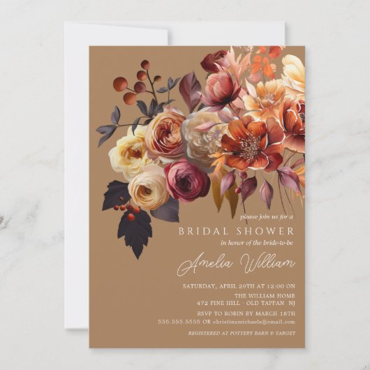 Boho Autumn Floral Vrijgezellenfeest Kaart (Voorkant)