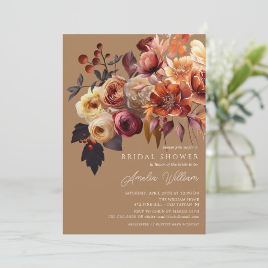 Boho Autumn Floral Vrijgezellenfeest Kaart (Staand voorkant)
