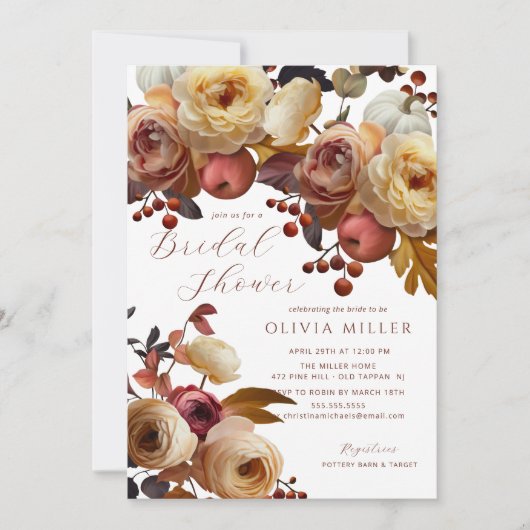 Boho Autumn Floral Vrijgezellenfeest Kaart (Voorkant)