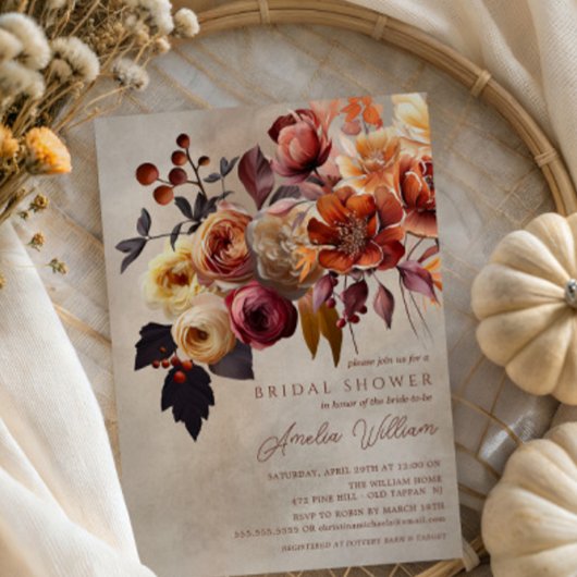 Boho Autumn Floral Vrijgezellenfeest Kaart