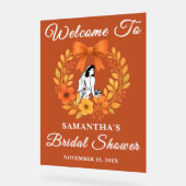 Boho Autumn Floral Vrijgezellenfeest Welkom Acryl Bord (Hoek)