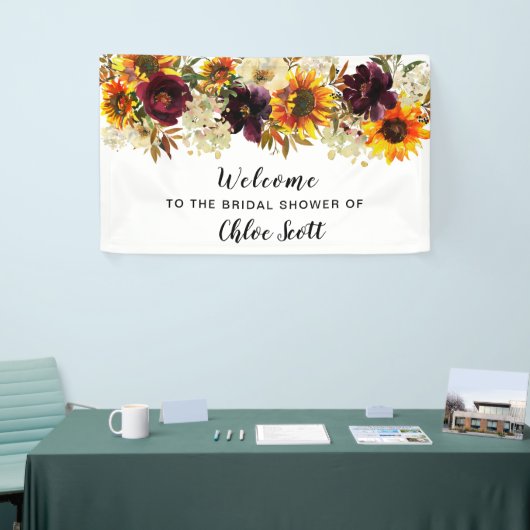 Boho Autumn Floral Vrijgezellenfeest Welkom Spandoek (Beurs)