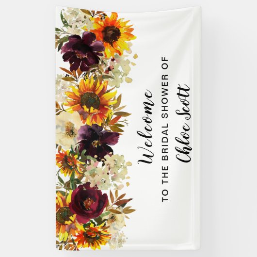 Boho Autumn Floral Vrijgezellenfeest Welkom Spandoek (Verticaal)