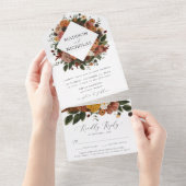 Boho Autumn Floral Wedding All In One Uitnodiging (Afscheurbaar)