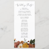 Boho Autumn Floral Wedding Ceremony Programmakaart (Achterkant)
