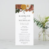 Boho Autumn Floral Wedding Ceremony Programmakaart (Staand voorkant)