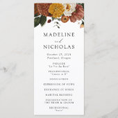 Boho Autumn Floral Wedding Ceremony Programmakaart (Voorkant)