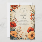 Boho Autumn Floral Wedding Kaart (Voorkant)