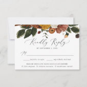Boho Autumn Floral Wedding Meal Choice RSVP Kaartje (Voorkant)