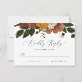 Boho Autumn Floral Wedding RSVP Kaartje (Voorkant)