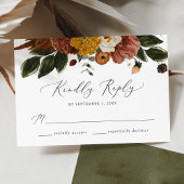 Boho Autumn Floral Wedding RSVP Kaartje