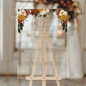 Boho Autumn Floral Wedding Seating Chart Acryl Bord