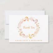 Boho Autumn Floral Wreath Custom Wedding Names Bedankkaart (Voorkant)