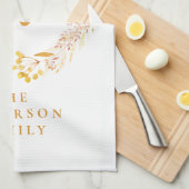 Boho Autumn Floral Wreath | Gepersonaliseerde naam Theedoek (Quarter Fold)