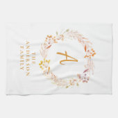 Boho Autumn Floral Wreath | Gepersonaliseerde naam Theedoek (Horizontaal)