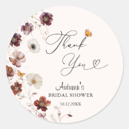 Boho Autumn Florals Vrijgezellenfeest Ronde Sticker