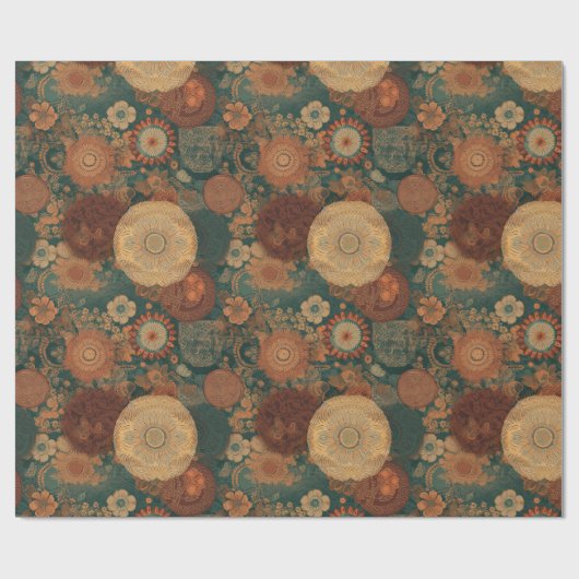 Boho Autumn Flowers Designer Cadeaupapier (Vlak)