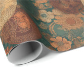 Boho Autumn Flowers Designer Cadeaupapier (Rol Hoek)