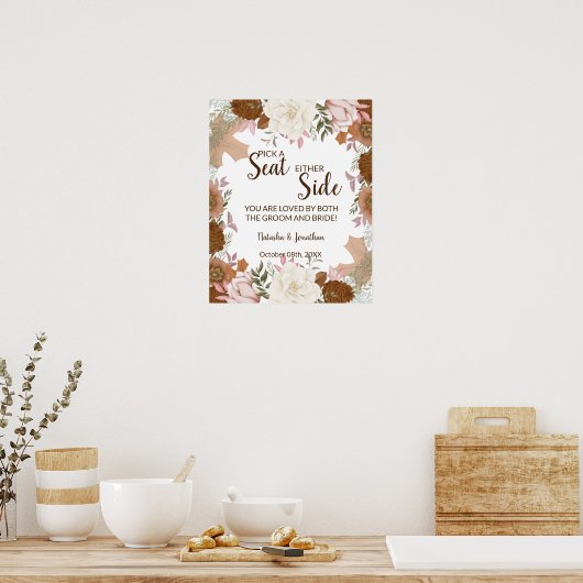 Boho Autumn kiest een stoel aan weerszijden bruilo Poster (Keuken)
