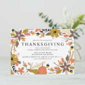 Boho Autumn laat Thanksgiving uitnodigen Kaart (Staand voorkant)