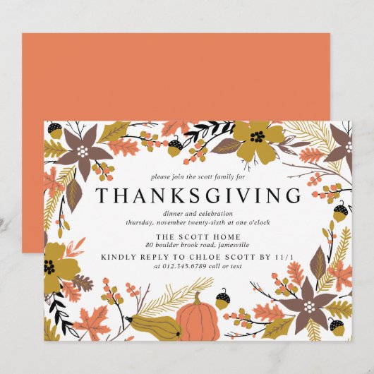 Boho Autumn laat Thanksgiving uitnodigen Kaart (Voorkant / Achterkant)