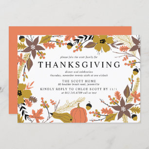 Boho Autumn laat Thanksgiving uitnodigen Kaart
