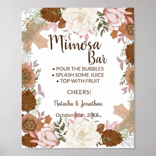 Boho Autumn Mimosa Bar Vrijgezellenfeest Wedding S Poster (Voorkant)