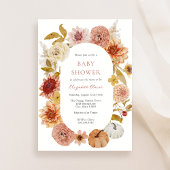 Boho Autumn Mums and Pumpkins Baby shower Kaart