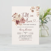 Boho Autumn Pumpkin Floral Herfst in Love Invitati Kaart (Staand voorkant)