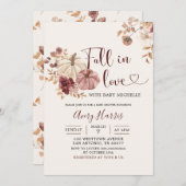Boho Autumn Pumpkin Floral Herfst in Love Invitati Kaart (Voorkant / Achterkant)