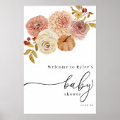 Boho Autumn Pumpkin Girl Baby shower Poster (Voorkant)