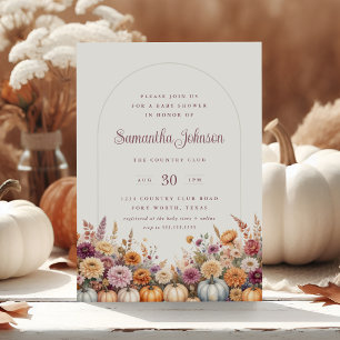 Boho Autumn Pumpkins and Florals Baby shower Kaart