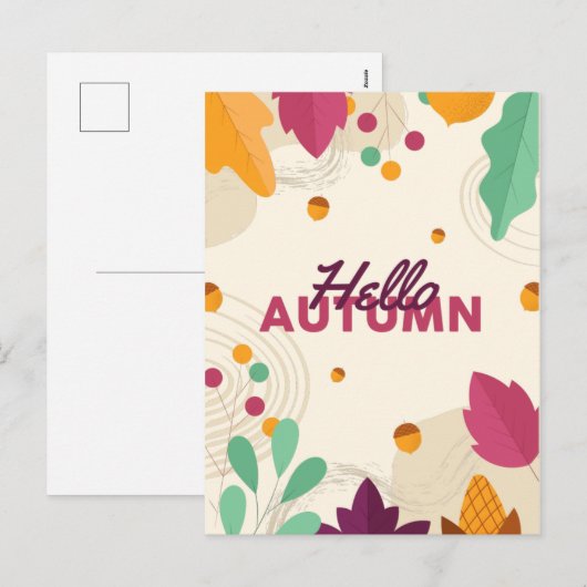 Boho Autumn Season with Leaves Holiday Briefkaart (Voorkant / Achterkant)