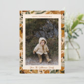 Boho Autumn Terracotta Bloemen Foto Thanksgiving Feestdagenkaart (Staand voorkant)