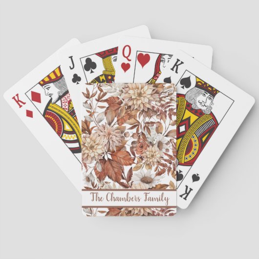 Boho  Autumn Terracotta Floral Bouquet Pokerkaarten (Achterkant)