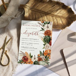 Boho Autumn Vrijgezellenfeest Kaart<br><div class="desc">Dompel uw herfst-evenement onder in een wandtapijt van herfstschoonheid met een kleurenpalet met rijke merlot, aardse roest en delicate hints van chiffon. De diepe bordeaux, gecombineerd met de natuurlijke roest, doordrenkt uw feest met een gevoel van gezelligheid, terwijl de zachte aanrakingen van zeer lichtroze een vleugje romance toevoegen. Deze boeiende...</div>