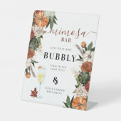 Boho Autumn Vrijgezellenfeest Mimosa Bar Reclamebord Met Voetstuk (Voorkant)