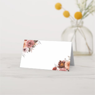 Boho Autumn Waterverf Floral Bouquet Wedding Plaatskaartje