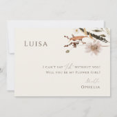 Boho Autumn Wildflower | Beige Bloemenmeisje Kaart (Achterkant)