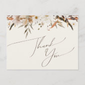 Boho Autumn Wildflower | Beige bruiloft dank u Briefkaart (Voorkant)
