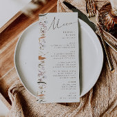 Boho Autumn Wildflower | Beige bruiloft diner menu