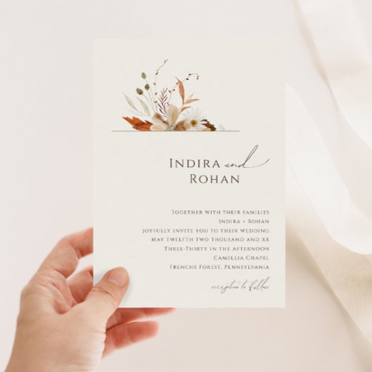 Boho Autumn Wildflower | Beige bruiloft Kaart