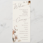 Boho Autumn Wildflower | Beige bruiloft programma Programmakaart (Voorkant)