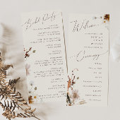 Boho Autumn Wildflower | Beige bruiloft programma Programmakaart