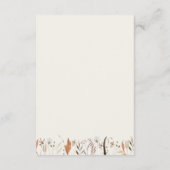 Boho Autumn Wildflower | Beige bruiloft receptie Informatiekaartje (Achterkant)