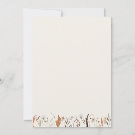 Boho Autumn Wildflower | Beige bruiloft receptie Kaart (Achterkant)