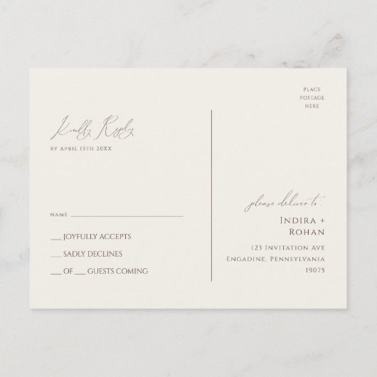 Boho Autumn Wildflower | Beige bruiloft RSVP Briefkaart (Achterkant)